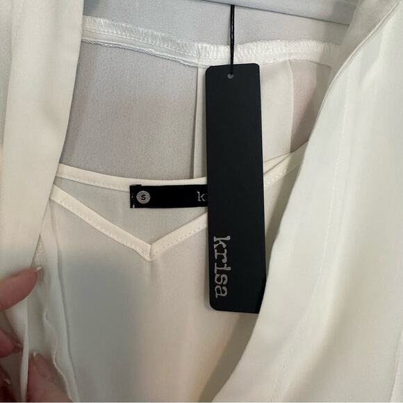 NWT | Krisa | Split V Mini Dress | Ivory | Small - Picture 6 of 12
